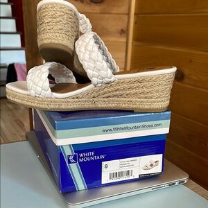 White Mountain Women's White Wedge Sandals